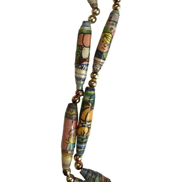 Vintage Necklace Rolled Comic Strip Beads Garfield Dennis the Menace - Picture 3 of 4